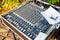 Mixing console in the beer garden at an open air concert