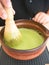 Mixing Japanese Matcha Green Tea