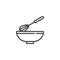 Mixing whisk and bowl line icon