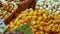 Mixture of dates dry fruits Raisins and nuts in the market La Boqueria in Barcelona,Spain