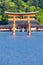 Miyajima, Famous big Shinto torii standing in the ocean in Hiroshima, Japan