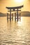 Miyajima, Famous big Shinto torii standing in the ocean in Hiroshima, Japan