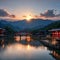 Miyajima, The famous Floating Torii gate, Japan. made with Generative AI