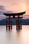 Miyajima island - Silhouette of the  Itsukushima Floating Torii Gate at sunset