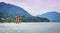 Miyajima Torii with mountain