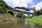 Miyamori bridge and steam locomotive