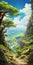 Miyazaki Hayao Style: A Peculiar Acacia On The Mountainside