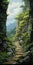 Miyazaki Hayao Style: A Peculiar Elder On The Mountainside Path