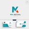 MK INITIAL LOGO TEMPLATE AND BUSINESS CARD