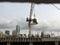 Mmoving liquid concrete into the tower crane bucket at the construction site sanpada Navi Mumbai