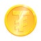 MNT Golden tugric coin symbol on white background. Finance investment concept. Exchange Mongolian currency Money banking