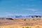 Moab Panorama views of desert mountain ranges along Highway 191 in Utah between Moab and Price in fall. Scenic nature near Canyonl