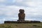 The moai of Ahu-Ature in front of the white sandy beach of Anakena. Easter Island, Chile