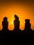 Moai in the Ahu Tahai during the sunset, Easter Island, Chile, South America