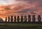 Moai on Easter Island at Ahu Tongariki at Sunrise