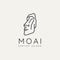 Moai head sculpture minimalist line art logo icon