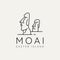 Moai monument minimalist line art logo icon design