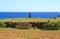 Moai Statue at Hanga Kioâ€™e Ceremonial Platform with the Pacific Ocean in Background, Easter Island, Chile