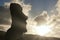 Moai Statue Silhouette from the Morning Sun on Easter Island