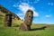 Moai statues in the Rano Raraku Volcano in Easter Island, Chile