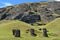 Moais in Rano Raraku volcano, Rapa Nui Easter Island