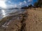 Moalboal, the Philippines - plastic trash on sea beach. Human impact on ocean pollution. Plastic garbage by seaside