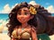 Moana cartoon character close up, Hawaii girl animated character