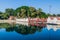 Moat, bridge and walls of Mandalay Fortress, Myanm