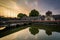 The moat at Fort Santiago at sunset, in Intramuros, Manila, The