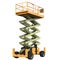 Mobile aerial work platform - Yellow scissor hydraulic self propelled lift on a white. 3D illustration