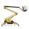 Mobile aerial work platform - Yellow scissor hydraulic self propelled lift on a white. Side view. 3D illustration