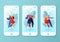 Mobile app page, screen set. Concept for website with flat happy dancing couples people. Young men and women enjoying classical da