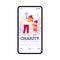 Mobile app on phone screen for charity and donation to poor children and orphans