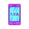 Mobile app with translator icon, cartoon style
