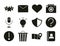 Mobile application favourite email like camera audio contact, web button menu digital silhouette style icons set