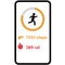 Mobile application for running. Step walk app counter sign. Runner with running records symbol. Pedometer digital fitness