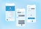 Mobile application template screens for calendar and meeting organiser with profile page, light visual blue and white