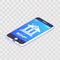 Mobile bank 3d vector concept. Bank icon on mobile device screen. Smartphone on transparent background. Financial