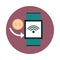 Mobile banking, smart watch connection money block style icon