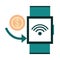 Mobile banking, smart watch connection money flat style icon