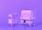 Mobile Bassinette and infant incubator, Medical equipment in flat monochrome purple room, 3d rendering
