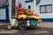 Mobile bicycle flower shop on the streets