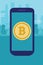 Mobile bitcoin on smart phone modern payment digital technology transaction electronic currency