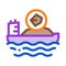 Mobile boat with coal icon vector outline illustration