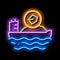 mobile boat with coal neon glow icon illustration