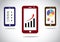 Mobile business progress charts icons infographics