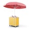 Mobile cart with red umbrella isolated. 3d rendering