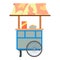 Mobile cart for sale food icon, cartoon style