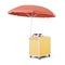 Mobile cart with umbrella for sale food. 3d rendering