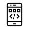 Mobile coding vector line icon